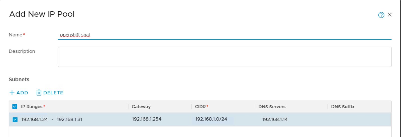 NSX-T SNAT Pool